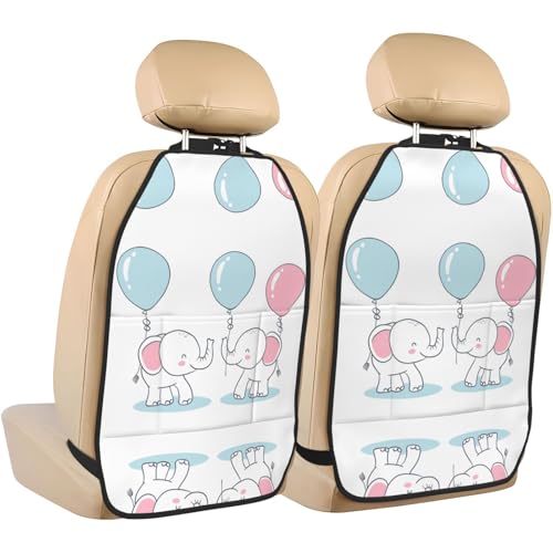 WZYWHJ Baby Elephant and Balloon Printing Car seat Anti Kick Storage pad 2 Pieces, Multi-Functional Storage Bag seat Protector After Installation