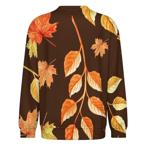 MoBlinko Sweaters for Men Autumn Leaves Mens Crewneck Sweater 2XL Long Sleeve Lightweight Pullover3