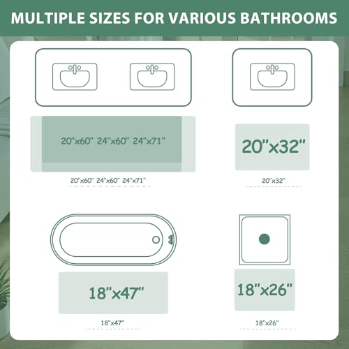 Uphome Green Bath Mat, Distressed Farmhouse Boho Bathroom Rugs, Super Cozy Velvet Small Bathroom Mats, Non Slip Machine Washable Bathroom Floor Mat for Toilet Sink Shower, 18x26 inch by Uphome - Used condition - Image 8