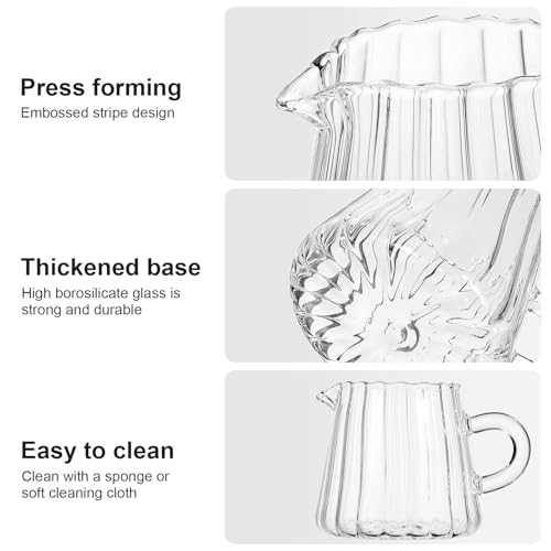 Miniatura 4 de Shineofi Jarra De Vidrio De Borosilicato 200 Ml Jarra Espumadora De Leche Transparente Taza Pequeña Para Café Y Té Resistente Al Calor Para Uso Doméstico Y Cafeterías