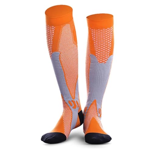 Medias Compresion Mujer 2 pares de calcetines de compresión de 20-30 mmHg, medias altas for hombres y mujeres, calcetines deportivos for maratón, ciclismo, fútbol, ​​venas varicosas(YSZ02-OG,2XL)