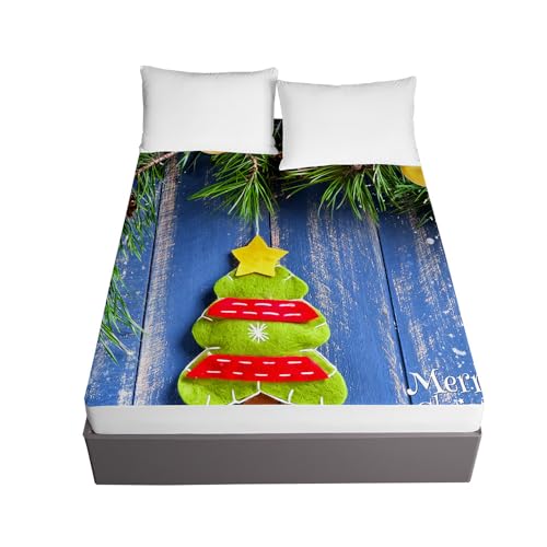 Surwin Spannbettlaken Weihnachtsbaum Spannbetttücher Elastisch...