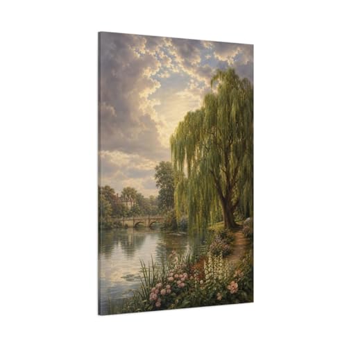 Impression toile paysage jardin victorien au-dessus de cheminée
