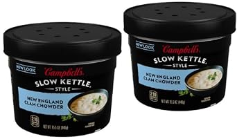 Slow Kettle Style Soup, 15.5 Ounce Microwavable Bowl + King Combo QR Code New England Clam Chowder 2 Count