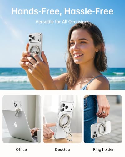 Image of SYNCWIRE Magnetic Phone Ring Holder, for MagSafe Phone Grip Stand Kickstand | 360 Rotation, Double-Sided Magnet, Cell Phone Grip Finger Holder, for iPhone 17 16 15 14 13 12 Pro Max, MagSafe Accessories