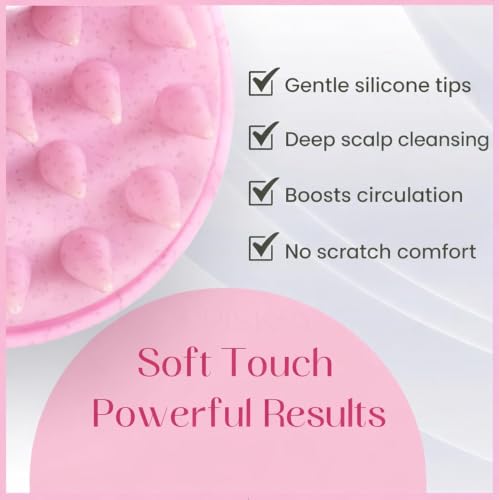 Image of Episkey Scalp Massager Shampoo Brush for Hair Wash Anti-Dandruff Silicone Scalp Scrubber with Soft Bristles | Deep Clean, Exfoliation & Hair Growth Ayurvedic Head Massage Brush for Men&Women(JP-35) (PACK 2)