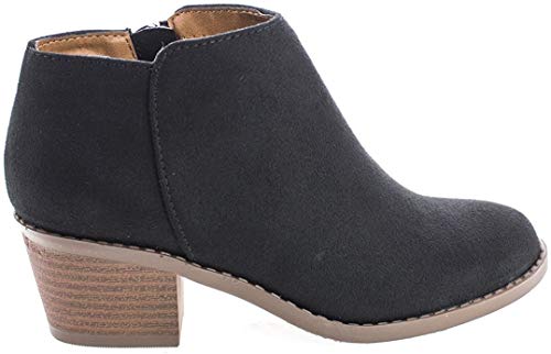 Soda Women's Perforated Cut Out Stacked Block Heel Ankle Booties (6 M Us, Mug Black) #TOP1
