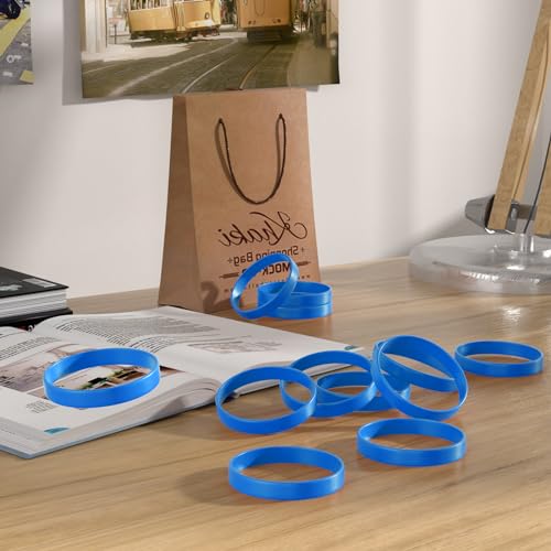 Image of Morcheiong 12 Pieces Silicone Bracelets- Dark-Blue Color Blank Rubber Wristbands for Adults Teen Party Favors