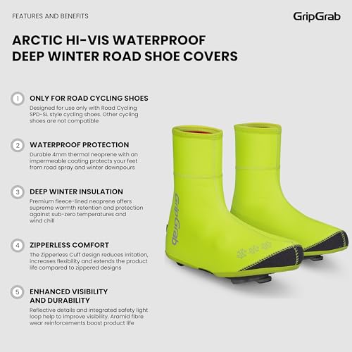 GripGrab Arctic Waterproof Deep Winter Road Cycling Shoe Covers Fleece Lined Thermal Cycling Road Bike Shoe Covers Waterproof Overshoes2