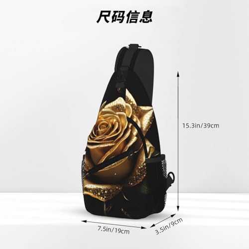 Gold Rose Print Cross Chest Bag Diagonally - High-Capacity For Short Trips, Work, And Daily Use4