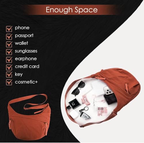Image of WildHorn Travel Crossbody Crescent Bag for Women | Over-Shoulder Half Moon Sling Purse with Zipper | Unisex Chest Bag & Waist Bag for Daily Travel Use