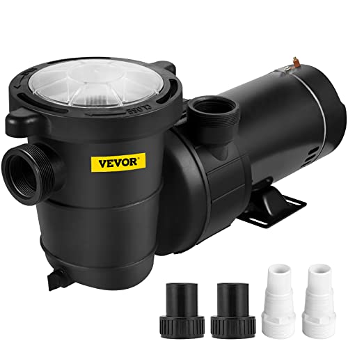VEVOR Swimming Pool Pump, 1.5 HP 115 V, 1100 W Single Speed Pumps for In  Above Ground Pool w  Strainer Basket, 5280 GPH Max. Flow, Certification of ETL for Security