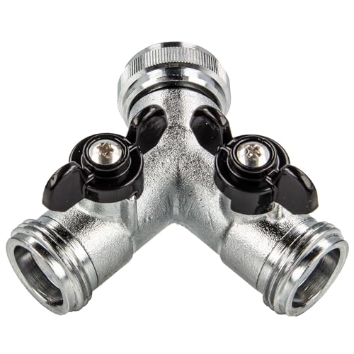 tecuro 2-Wege Y-Verteiler mit Absperrhähnen für Zapfhähne und Ventile - verchromt