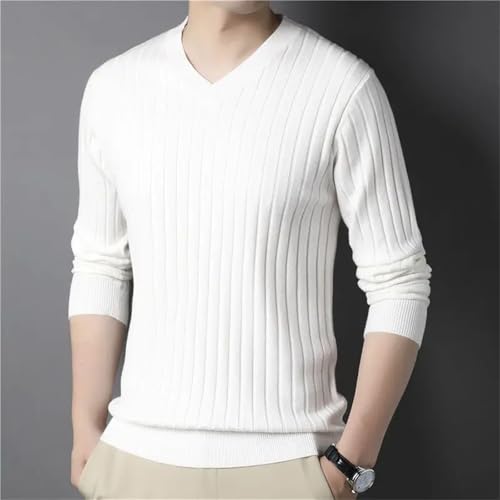 V Neck Long Sleeve Pullover Sweater Mens Pure Slim Knitted Autumn Winter Fashion Comfortable2