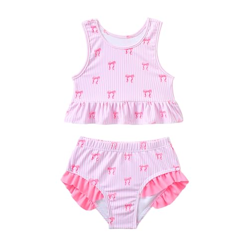 Image of Baby Swimsuit Girl Two Piece Bathing Suit Toddler Girls Summer Beach Ruffle Tankini Swimwear 1-7Y