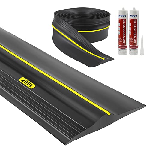 Universal Garage Door Bottom Threshold Seal Rubber Strip With Adhesives, Diy Weatherproof Weather Stripping Replacement (20Ft, Black) #TOP8