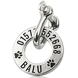 TMT Hundemarke mit Gravur Edelstahl Hunde Anhänger, wetterfest, Hundehalsband mit Namen und Telefonnummer, Hundemarke personalisiert mit Symbolen