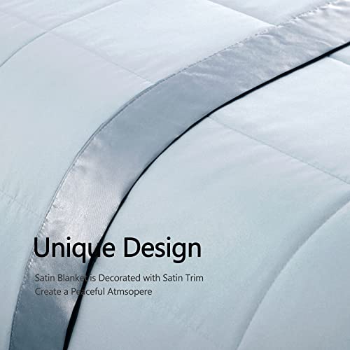 Comflive Down Alternative Blanket With Satin Trim, King Size Blanket For Bed, Lightweight Blanket For All Seasons - Winter Summer Comfort Soft 108"X90" (Blue, King/Cal King) #TOP2