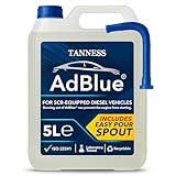 TANNESS Ad Blue 5L with Nozzle - Easy Pour Diesel Exhaust Fluid for Cars, Vans & Lorries - Spill-Free Add Blue Liquid for Diesel Vehicles with SCR Systems, Reliable Solution for Emission Control
