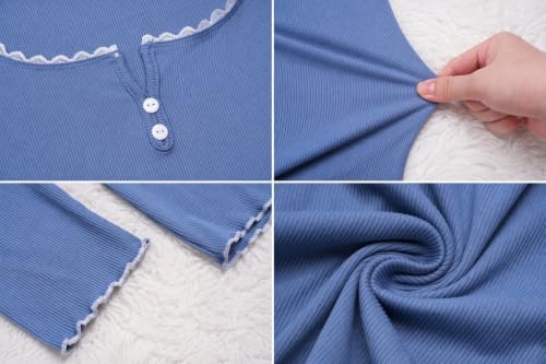 Ekouaer Women Fall Pajama Sets Cute V Neck Lounge Set Flared Wide Leg - image 6