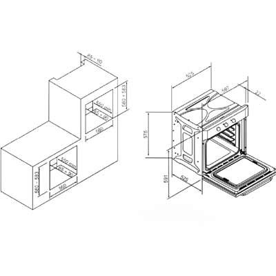 Kaff K OV 60 MGM Oven Installation Dimensions