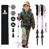 Lightweight Collapsible Kids Hiking Poles - Retractable Kids Hiking Stick, Telescoping Aluminum Trekking Poles 2 Pack, Adjustable Kid Ski Poles by Croosseoutdoors