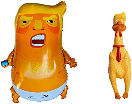 Trump Baby 30 INCH Balloon Trump Screaming Shrilling Squeeze Chicken Toy Rubber Chicken 15 Inches