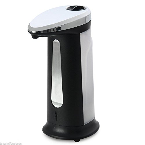 FADDR - Dispenser Automatico di Sapone Liquido, con sensore a Mani libere, 400 ml, per Sapone, Cucina, Bagno (Nero), Nero, Taglia Unica