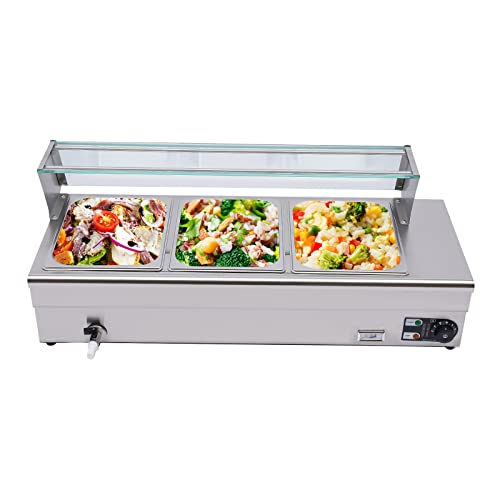 Warmhaltebehälter, Buffetwärmer Speisenwärmer Warmhalteplatte 3 Speisebehälter, Buffetbehälter Edelstahl Buffetwärmer