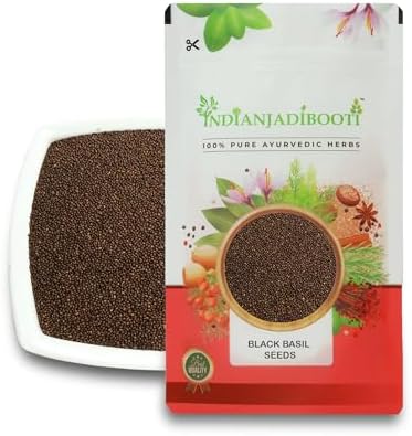IndianJadiBooti Pure Krishna Tulsi Seeds (Ocimum Sanctum) | Edible Botanical for Systemic Vitality, Respiratory Harmony & Holistic Nourishment,100 Gram