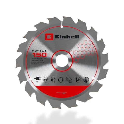 Original Einhell Circular Saw Blade 150 x 20 mm (Saw Accessories, Diameter 150 mm, Intake 20 mm, 18 Set Teeth, Cutting Width 1.6 mm, Carbide Tipped for Cordless Hand Circular Saws)