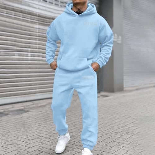 Sweat à capuche homme ensemble de jogging athlétique bleu clair en XXL - 3