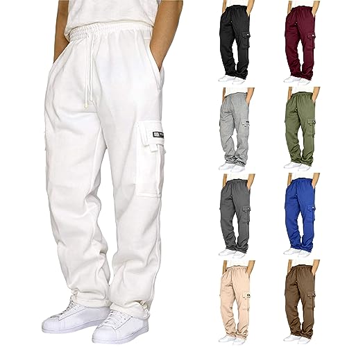 Sweat Pants for Mens Loose Fit Cargo Sweatpants Casual Fleece Joggers Pants Open Bottom Athletic Pants with Pockets2