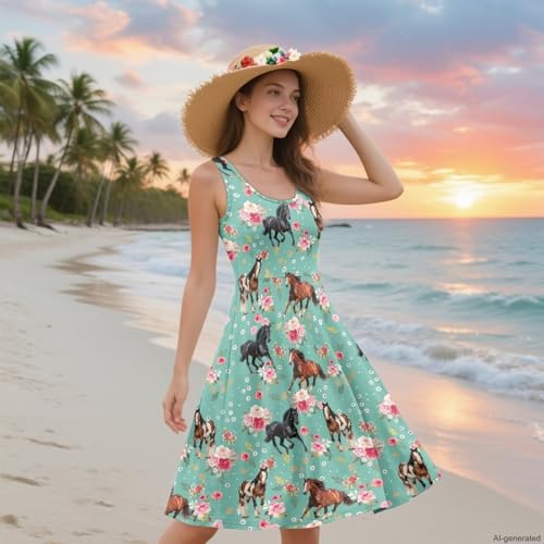Image of TOADDITDO Womens Summer Sleeveless Tank Dress with 2 Side Pockets XS-4XL Plus Size