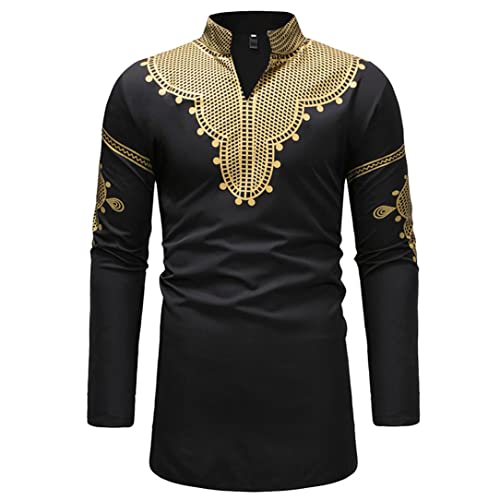 Chemise dashiki homme extra longue coupe ajustée pour valoriser les grandes tailles