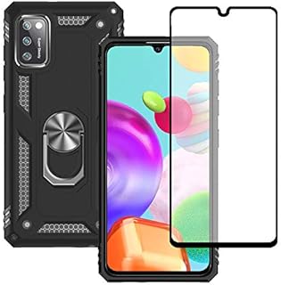 Yiakeng Samsung A41 Phone Case, Samsung A41 Case, With Tempered Glass Screen Protector, Silicone Shockproof Military Grade Protective Phone Cover Samsung Galaxy A41 Case (Black)