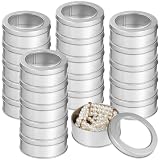 Tideme 20 Pcs Metal Tin Cans 4 OZ Round Containers with Clear Tops, Empty Food Storage Containers for Storing Candles, Candies, Tea, Silver Tin Cans for Kitchen, Office, Travel
