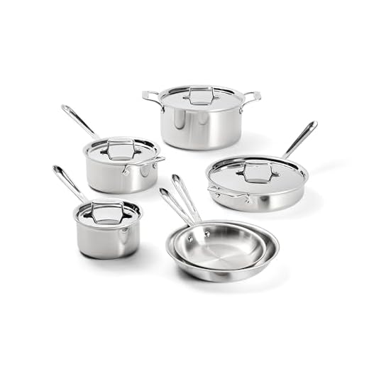 All-Clad D5 Dishwasher Safe Cookware Set, 10-Piece, Stainless Steel