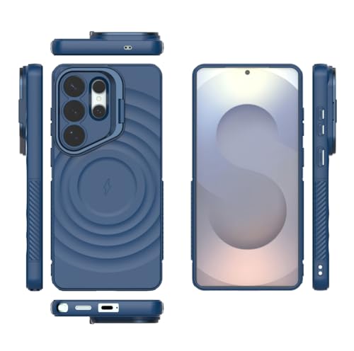 Image of LuxuryKase Shockproof Case for Samsung Galaxy S26 Ultra | Ripple Pattern | Camera Protection | Inner Velvet Fabric Lining | Protective Cover with Enhanced Grip & Wireless Charging Support - Blue