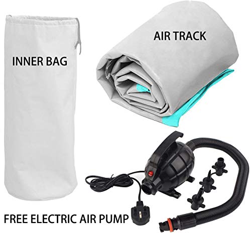 Air Track Gymnastics Mats Tumbling Mat 10ft 13ft 16ft 20ft Air Mat 4/8 Inches Thickness with Electric Air Pump Air Barrel Roller Folding Storage for Home (3m, Light Green)