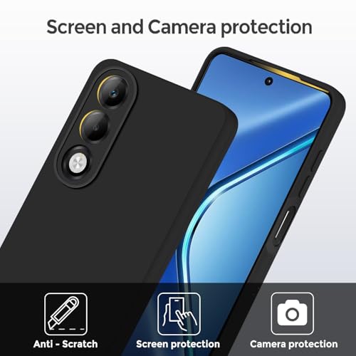 Image of SBMS Silicone Back Cover Case for Oppo K13x 5G | Soft Micro-Fibre Lining Inside | Camera Protection Bump | Shockproof Back Cover Case for Oppo K13x 5G (Black)