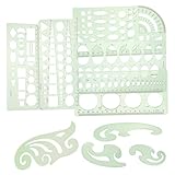 CONGARTENO 9 pezzi Stencil Geometrici in Plastica per Righelli Compatti per Cerchi e Ovali Modelli Resistenti per Ufficio Scuola e Facili da …