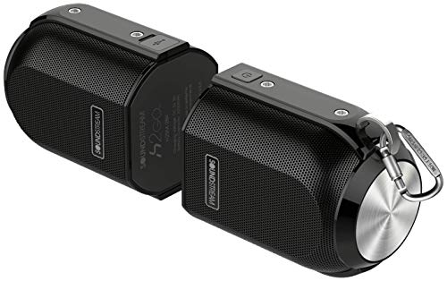 Best Cyber Monday 🔥 Soundstream h2Go IPX6 Water-Resistant Double Wireless Portable Bluetooth Speakers + 2 x 2100 mAh Powerbank, 18 Hours Play-time