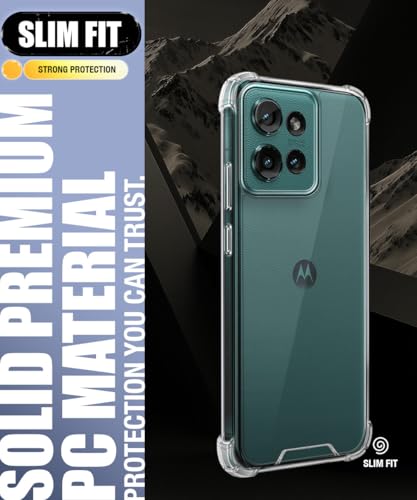 Image of WOW IMAGINE Ultra-Hybrid Crystal Clear Back Case for Motorola Moto Edge 50 5G | Shockproof Design | Camera Protection Bump | Hard Clear Mobile Back Cover with Cushioned Edges - Transparent