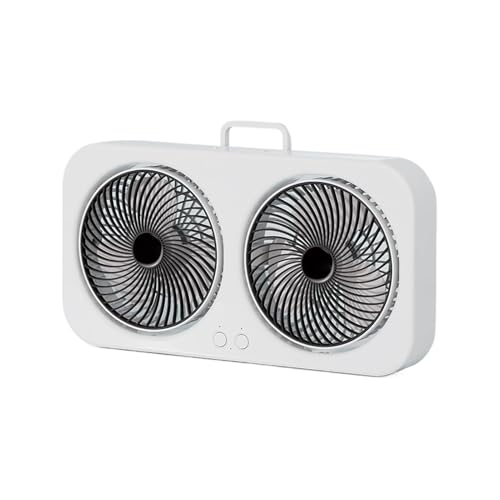 Genérico Ventilador de Mesa - Enfriador De Aire Doble Cabezal,Funcionamiento Silencioso, Recargable USB Y Colgable Para Dormitorio, Gimnasio, Habitación Infantil Y Tienda De Campaña