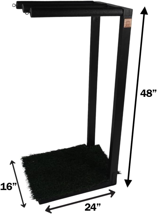 Freestanding Surfboard Storage Rack - Durable Wood and Premium Turf Base with Safety Bungee (Blackout, 2 Board)