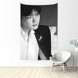 Vixenique Tapestry Lee Jong Suk Tapestries Wall Art Hanging poster banner flag banner Decoration concert Fan Support Gift for Decor Bedroom Living Room College Dorm Room 60 * 40 inch