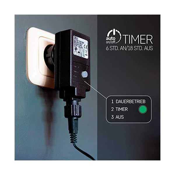 Emos LED Lichterkette Classic mit Timer-Funktion | LED Deko Länge 4m, 40 LEDs, 230V mit Stecker, Lichterkette Innen und… – Bild 4