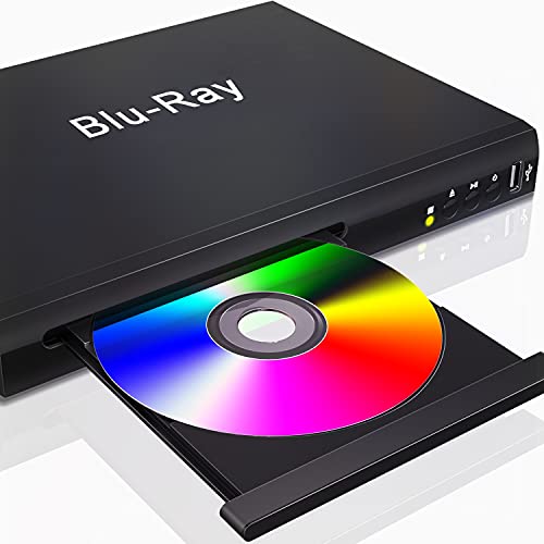 2021 New Blu-Ray Disc Player, HD Blu-Ray DVD Player, 1080P CD DVD Player, DVD Player for TV with PAL NTSC System, Coaxial, HDMI AV Cables, Supports 2.0 USB Flash Drive and HDD Max 128G with Remote