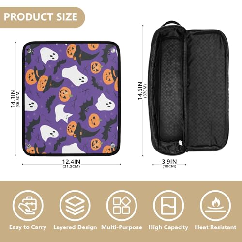 Bolso de viaje resistente al calor para herramientas de cabello Hats Bats Pumpkin Marble, organizador portátil para planchas, rizadores y accesorios de cuidado capilar miniatura 4